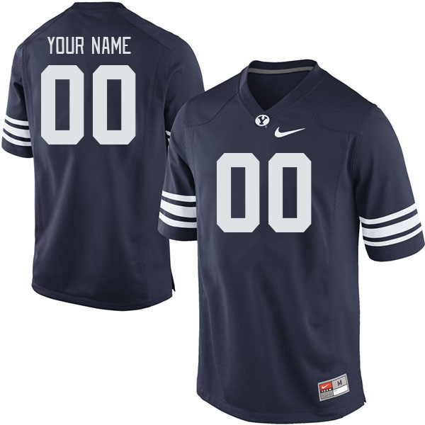 Custom BYU Cougars Name And Number College Football Jerseys Stitched-Navy - Click Image to Close